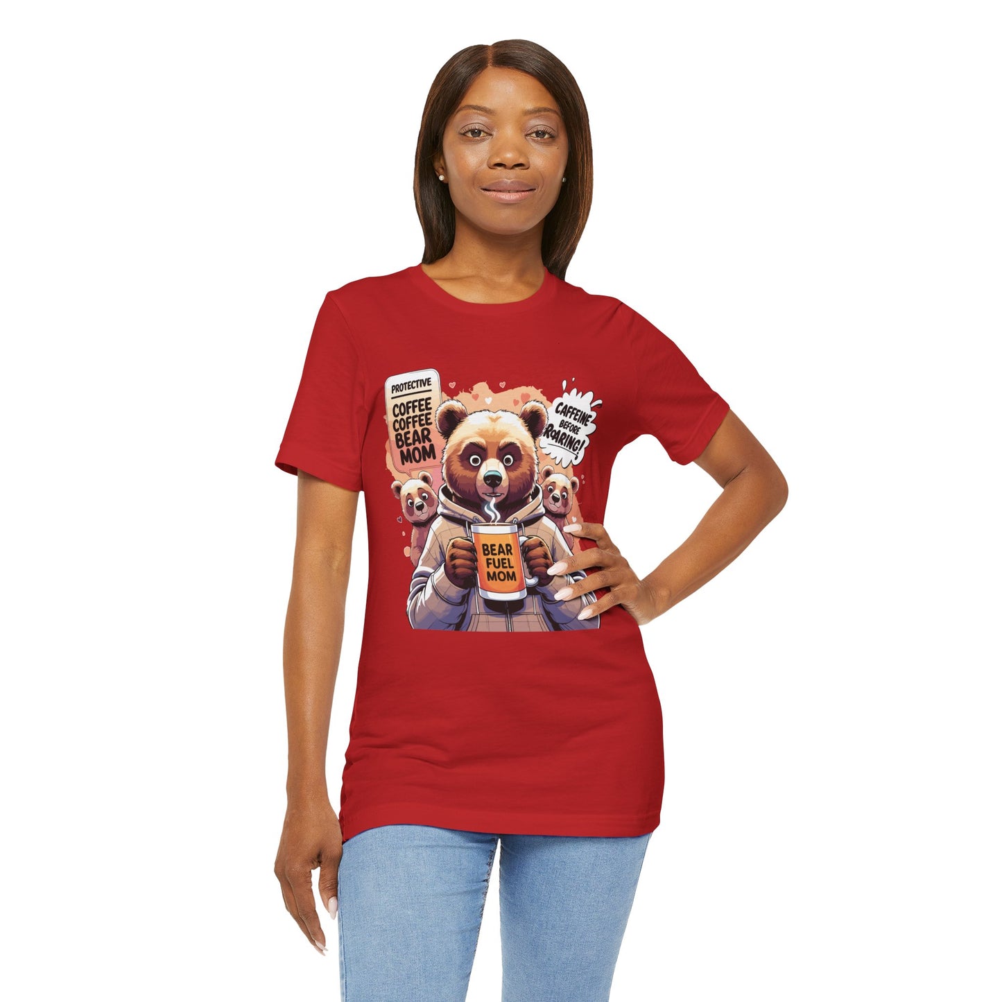 Bear Mom T-shirt, Coffee Survival Spirit, Cozy Family Humor Gift