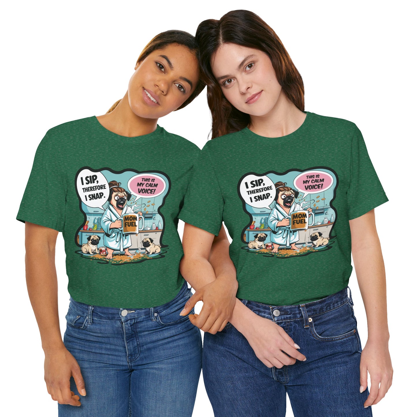 Coffee Pug Mama T-shirt Overworked Funny Tired Chaotic Kitchen