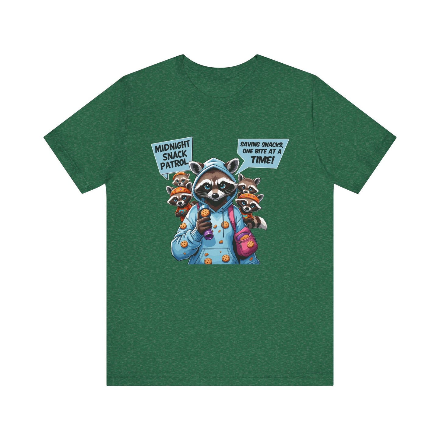 Raccoon Mom T-shirt, Snack Saviors Unite, Cozy Family Humor Adventure