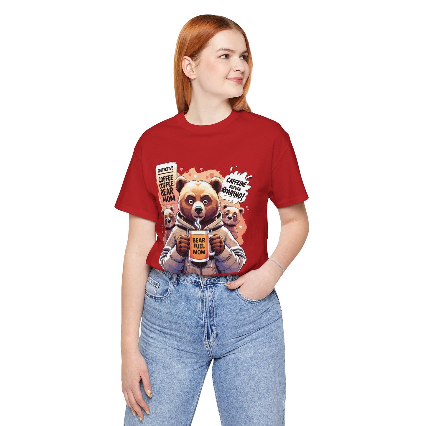 Bear Mom T-shirt, Coffee Survival Spirit, Cozy Family Humor Gift