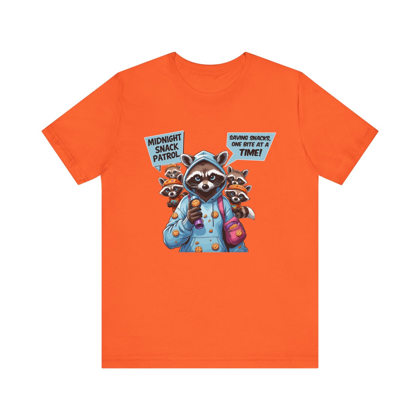 Raccoon Mom T-shirt, Snack Saviors Unite, Cozy Family Humor Adventure