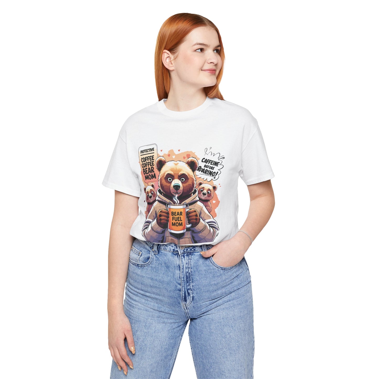 Bear Mom T-shirt, Coffee Survival Spirit, Cozy Family Humor Gift