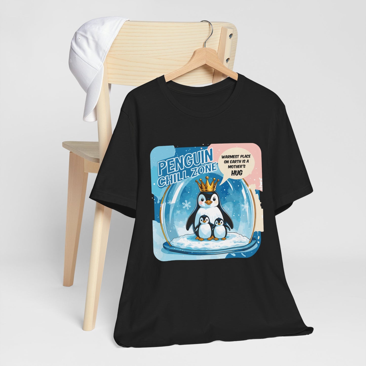 Penguin Mom Hug T-shirt Cute Arctic Warmth Humor Cozy Motherhood