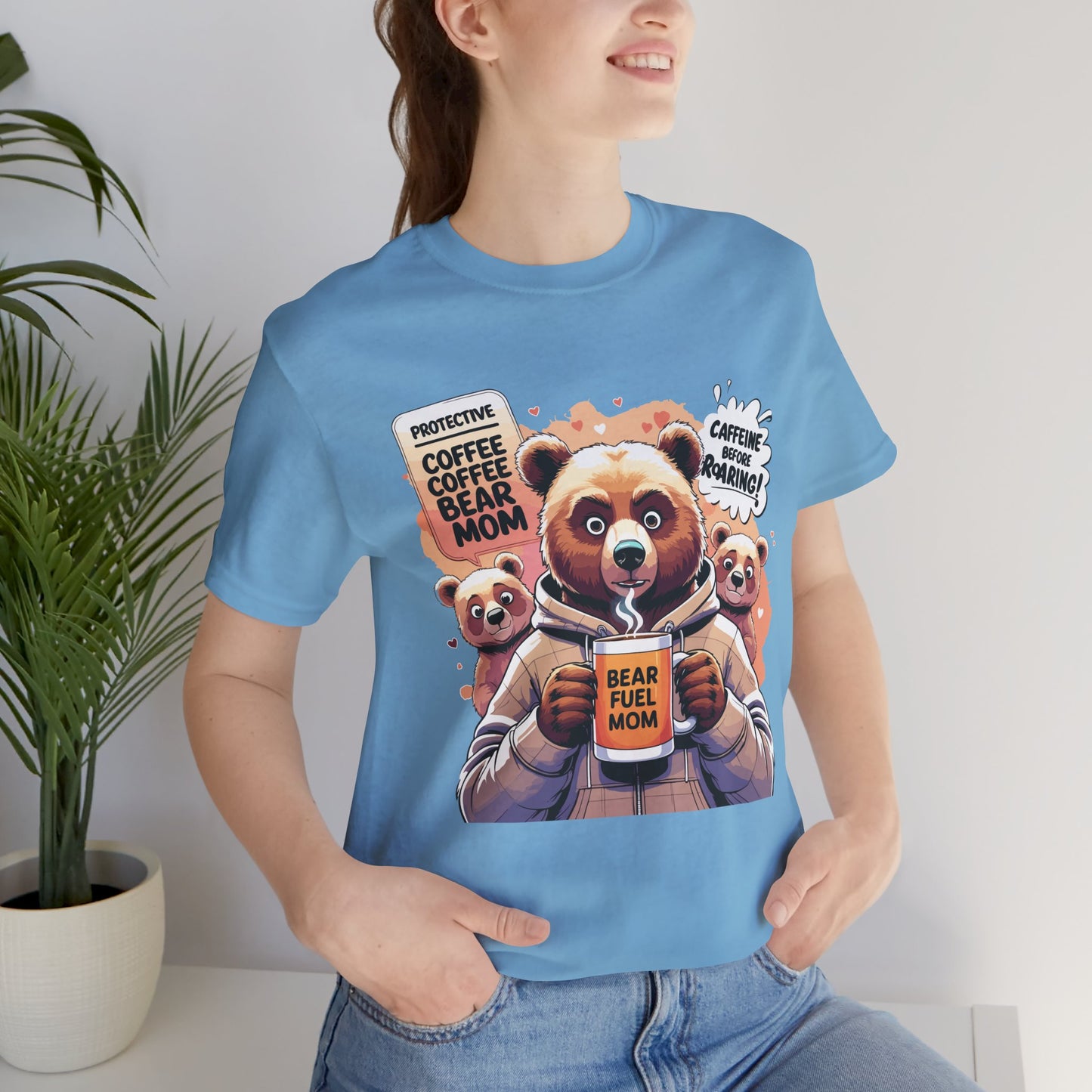 Bear Mom T-shirt, Coffee Survival Spirit, Cozy Family Humor Gift