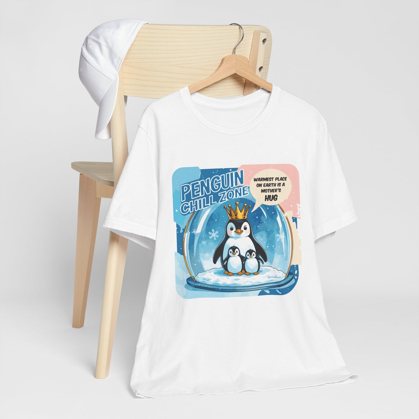 Penguin Mom Hug T-shirt Cute Arctic Warmth Humor Cozy Motherhood