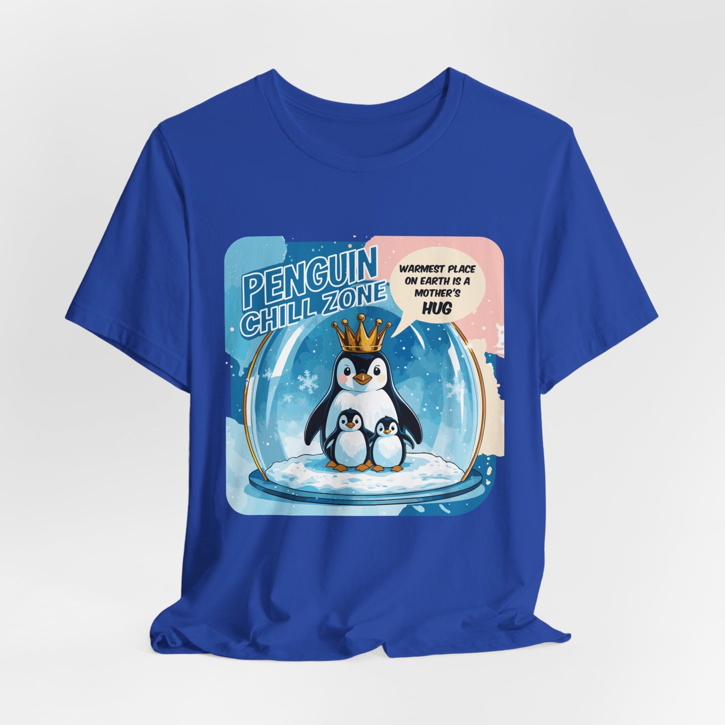 Penguin Mom Hug T-shirt Cute Arctic Warmth Humor Cozy Motherhood