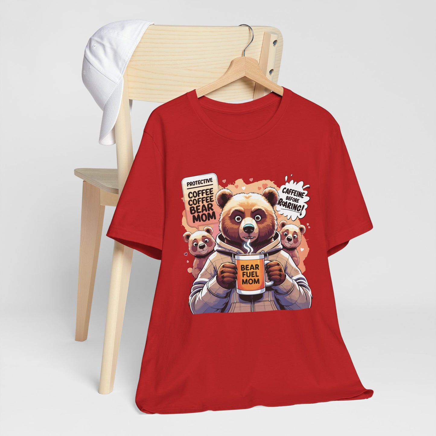 Bear Mom T-shirt, Coffee Survival Spirit, Cozy Family Humor Gift