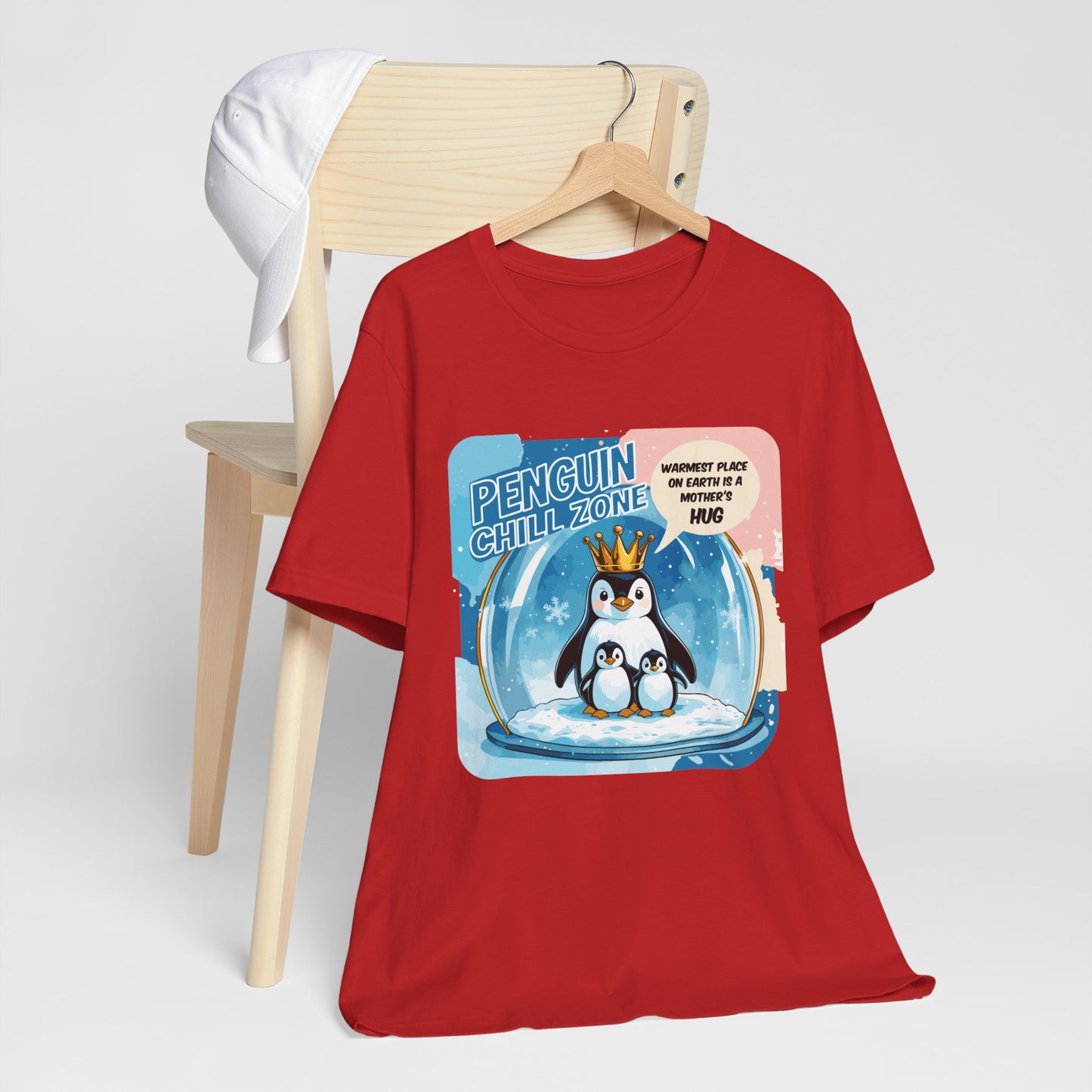 Penguin Mom Hug T-shirt Cute Arctic Warmth Humor Cozy Motherhood