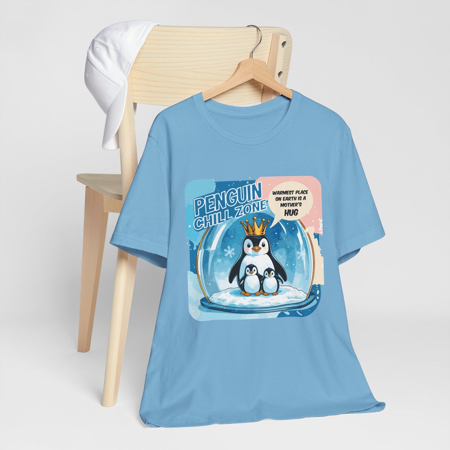Penguin Mom Hug T-shirt Cute Arctic Warmth Humor Cozy Motherhood