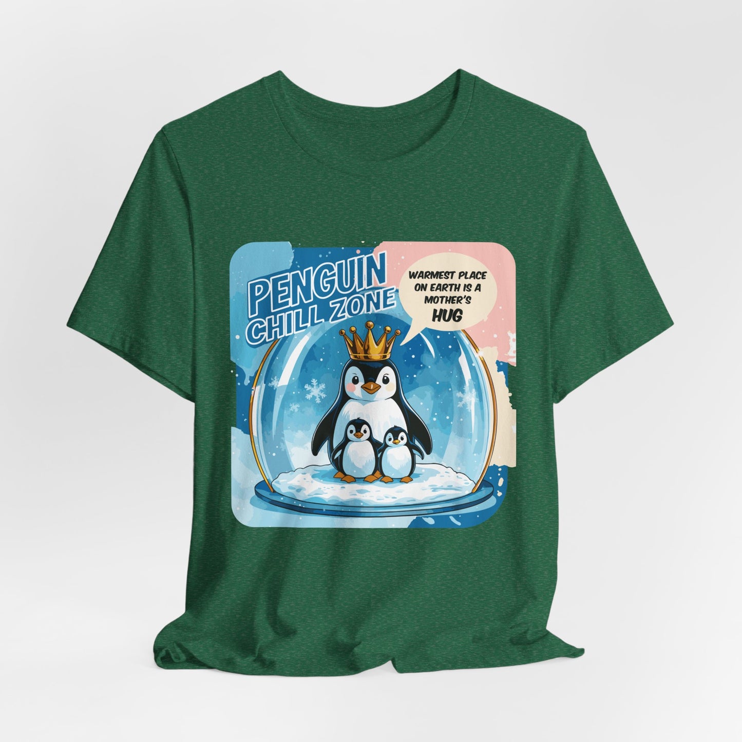 Penguin Mom Hug T-shirt Cute Arctic Warmth Humor Cozy Motherhood