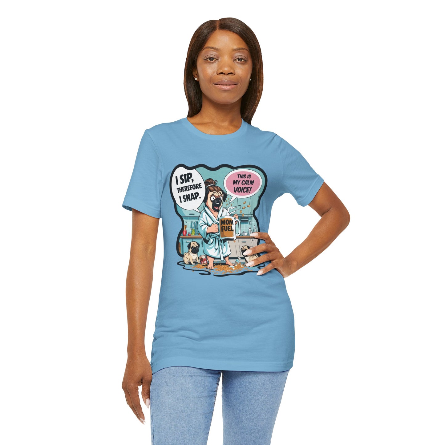 Coffee Pug Mama T-shirt Overworked Funny Tired Chaotic Kitchen