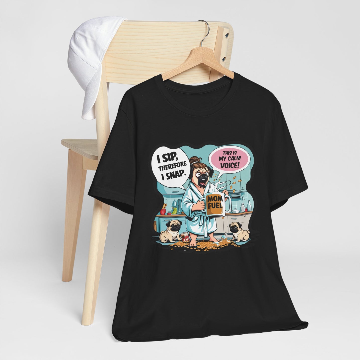 Coffee Pug Mama T-shirt Overworked Funny Tired Chaotic Kitchen