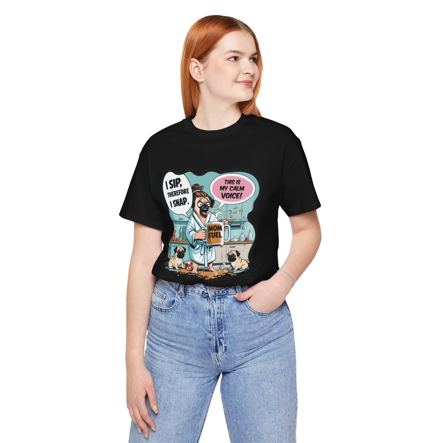 Coffee Pug Mama T-shirt Overworked Funny Tired Chaotic Kitchen