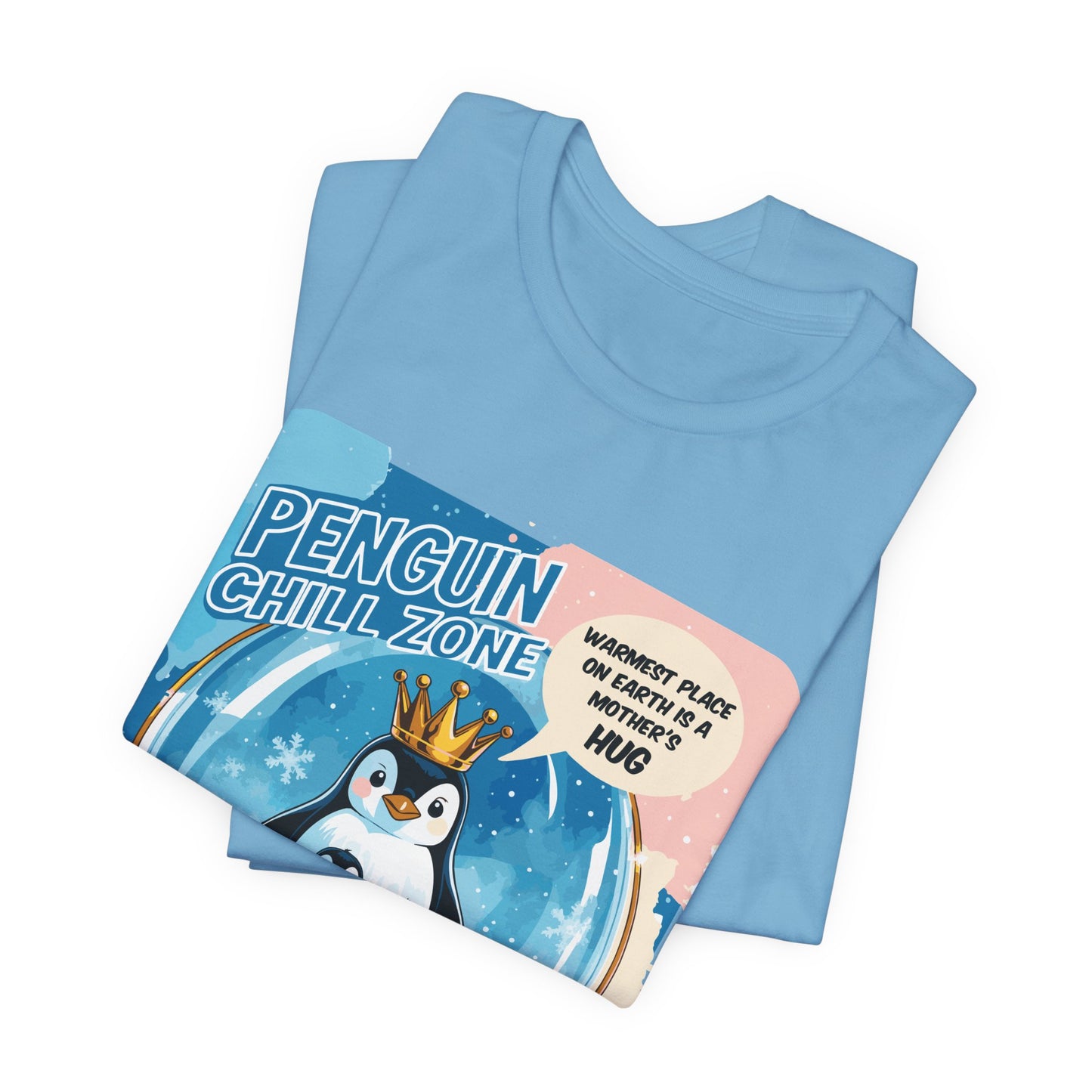 Penguin Mom Hug T-shirt Cute Arctic Warmth Humor Cozy Motherhood