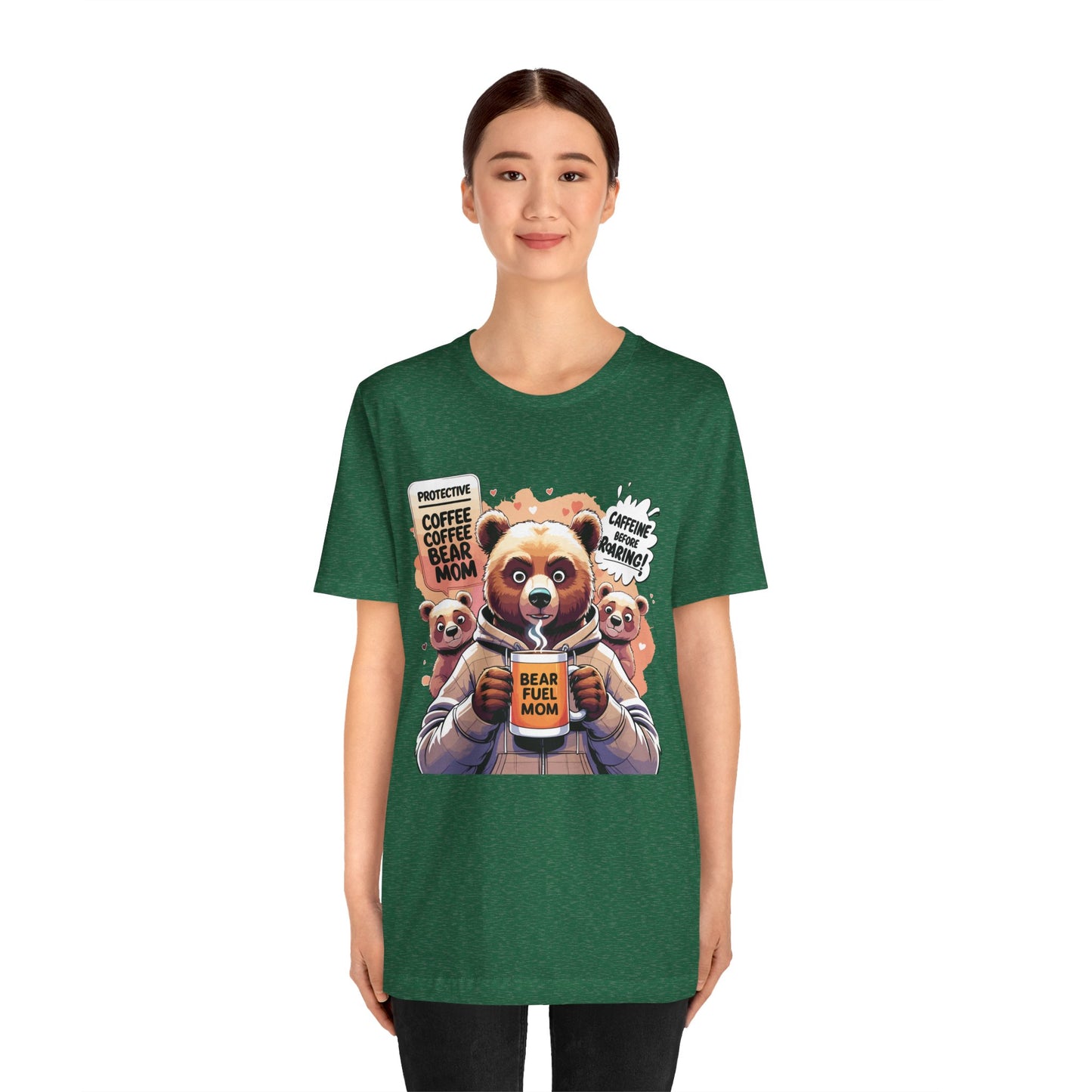 Bear Mom T-shirt, Coffee Survival Spirit, Cozy Family Humor Gift