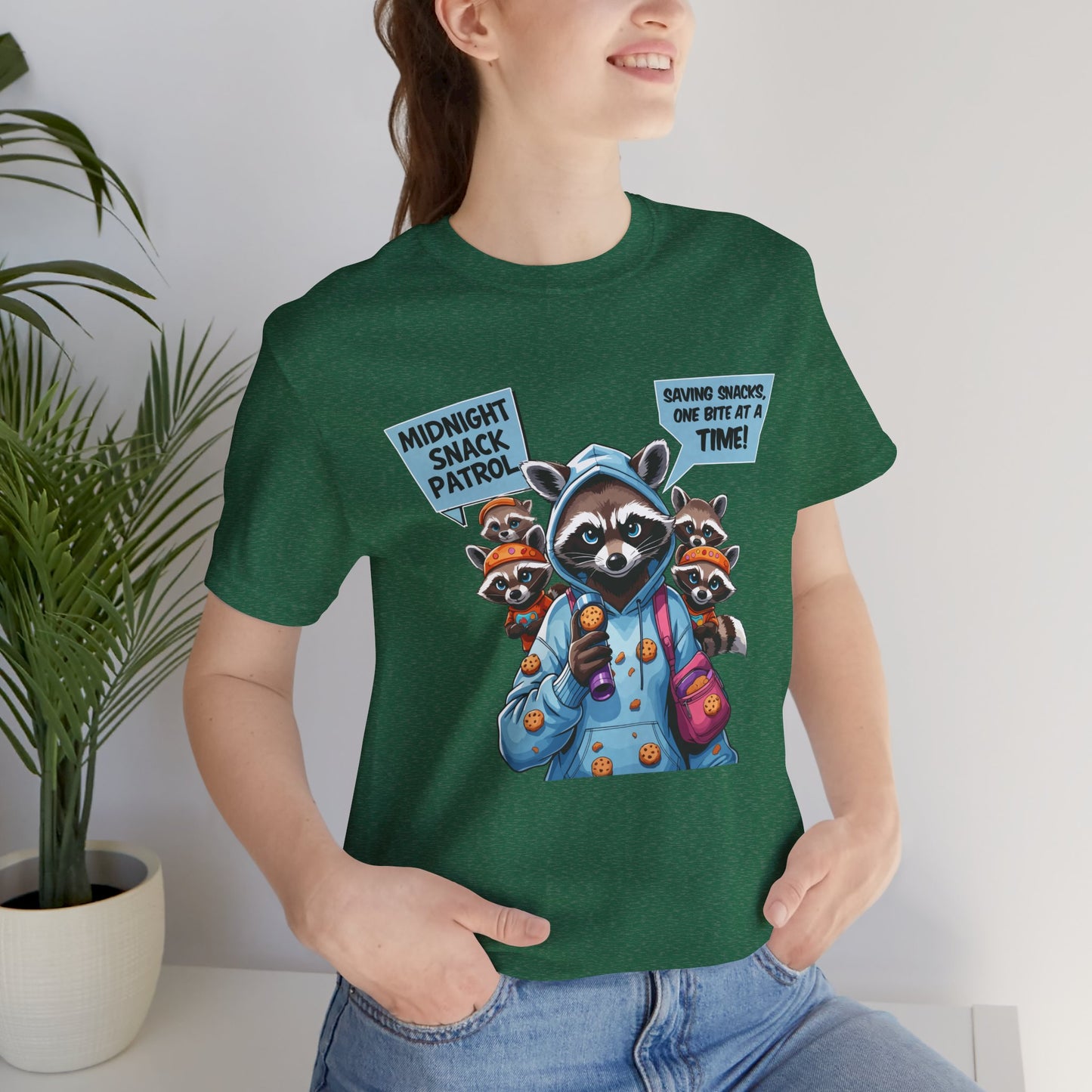 Raccoon Mom T-shirt, Snack Saviors Unite, Cozy Family Humor Adventure