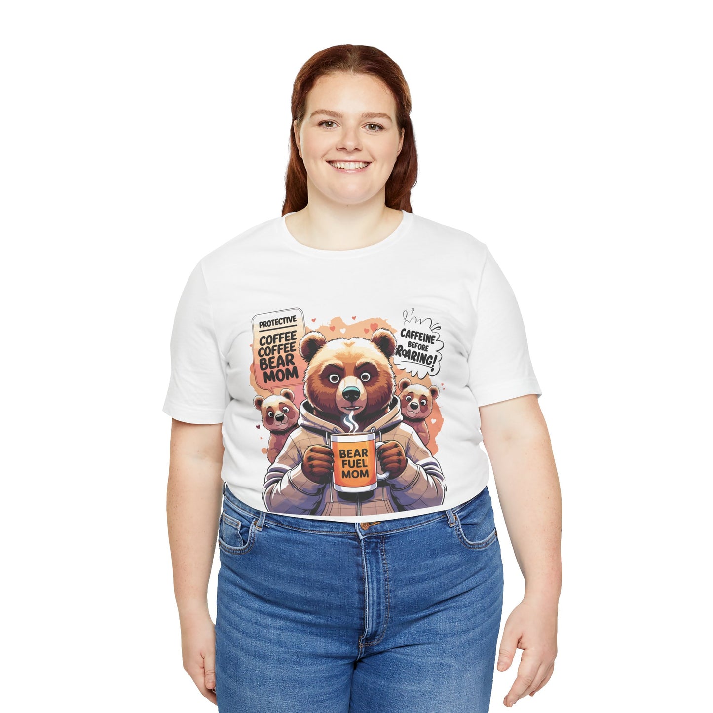 Bear Mom T-shirt, Coffee Survival Spirit, Cozy Family Humor Gift