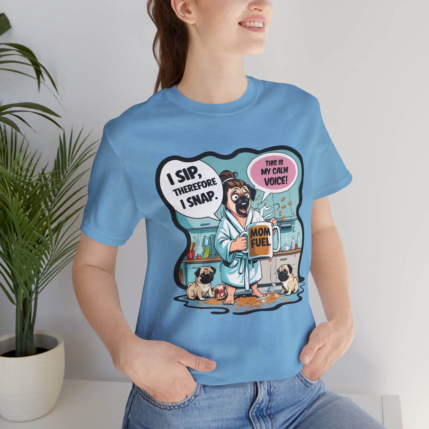 Coffee Pug Mama T-shirt Overworked Funny Tired Chaotic Kitchen