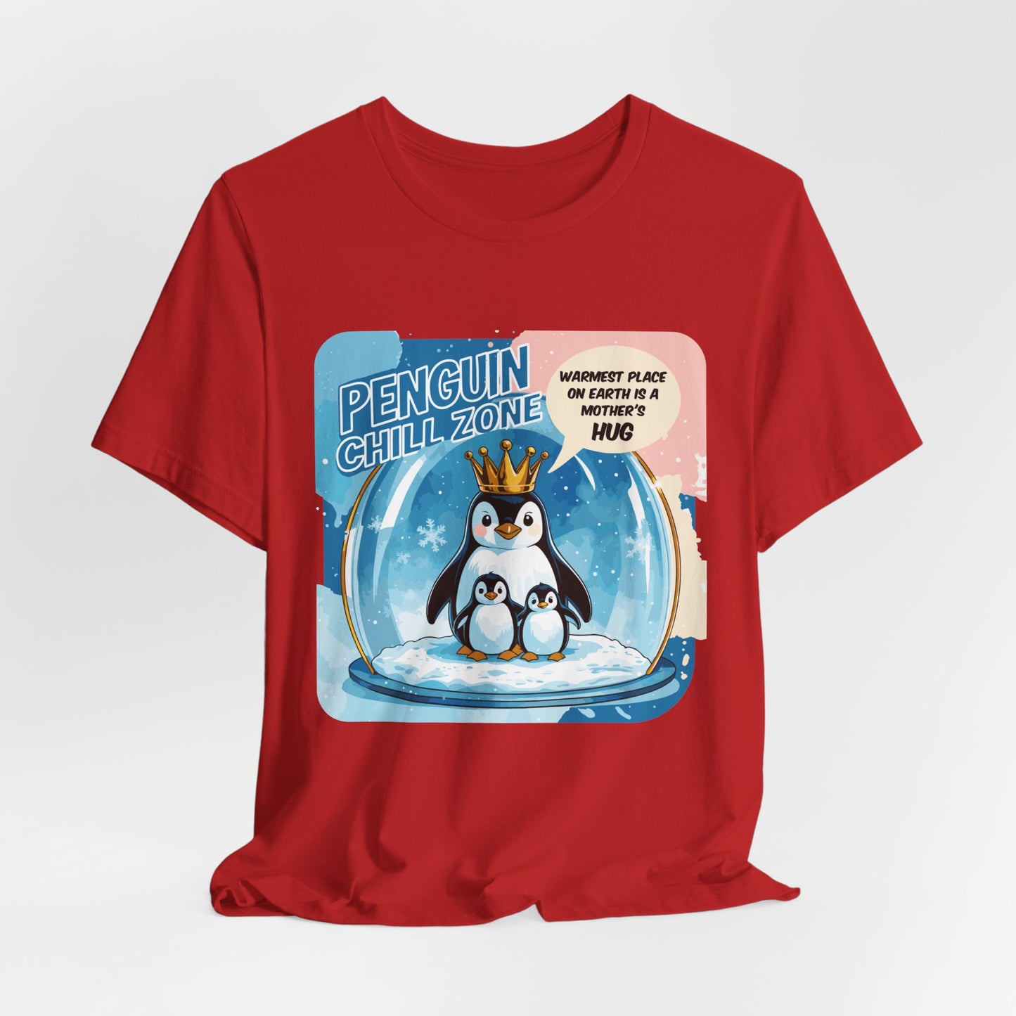 Penguin Mom Hug T-shirt Cute Arctic Warmth Humor Cozy Motherhood