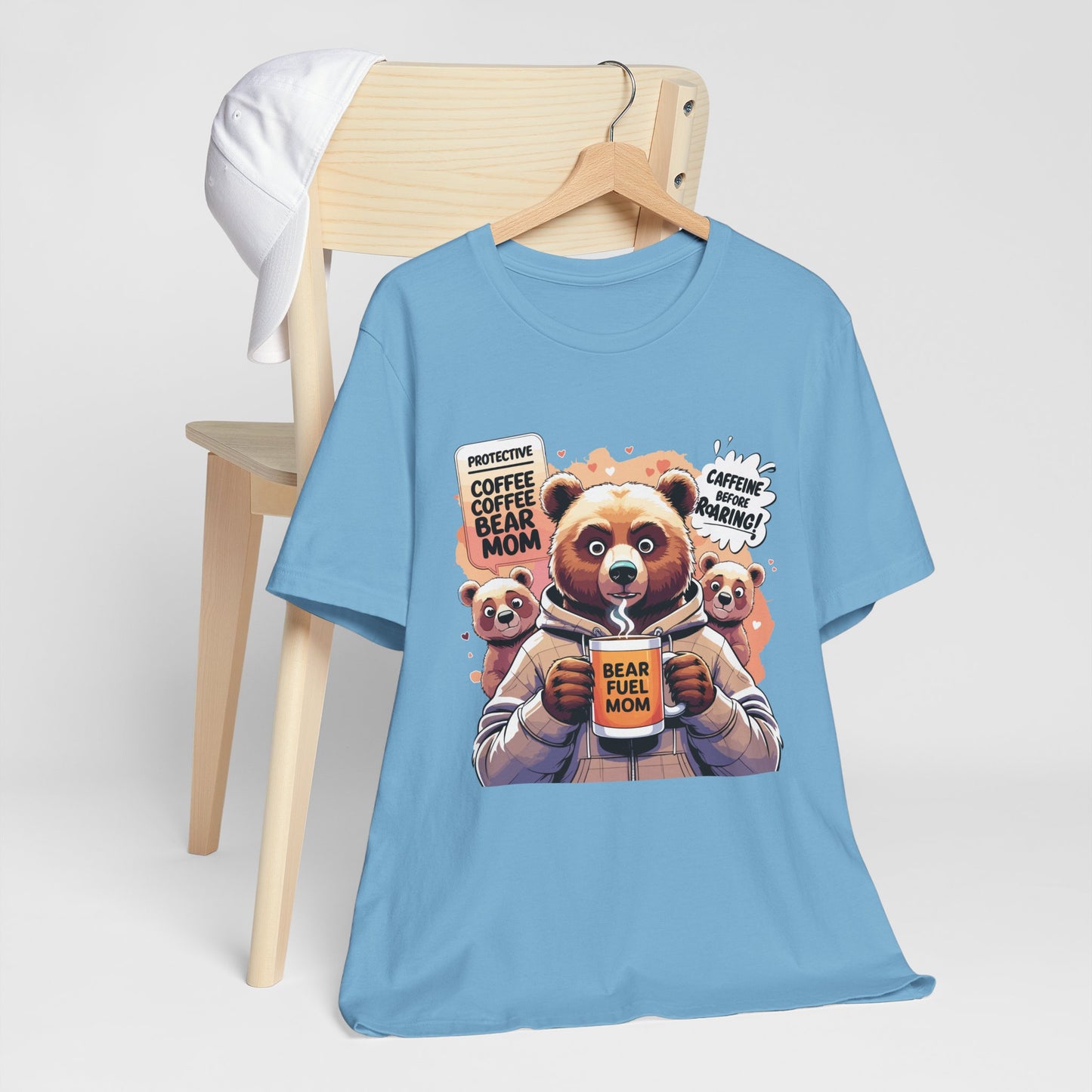 Bear Mom T-shirt, Coffee Survival Spirit, Cozy Family Humor Gift