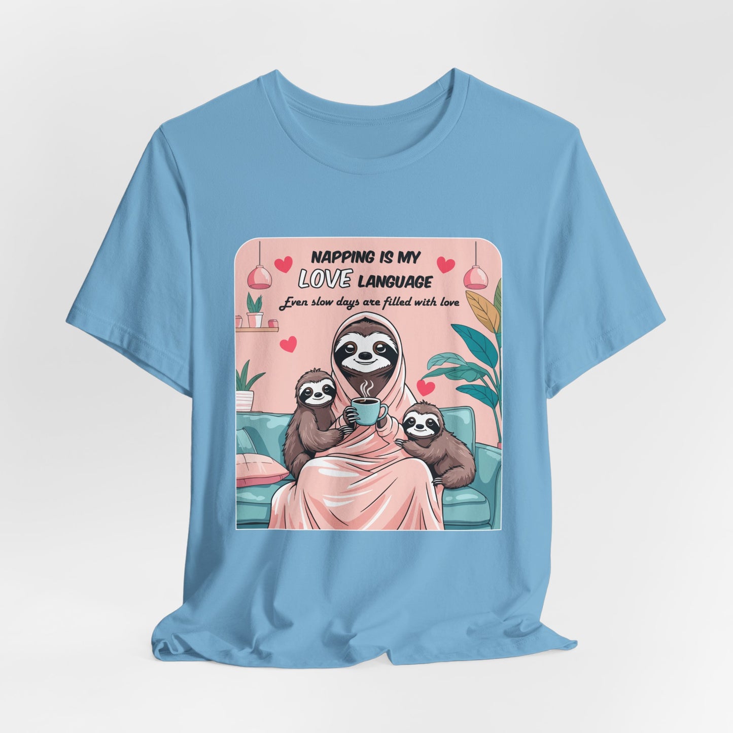 Sloth Mom T-shirt Funny Nap Life Coffee Couch Humor Slow Tired Morning Animal Shirt
