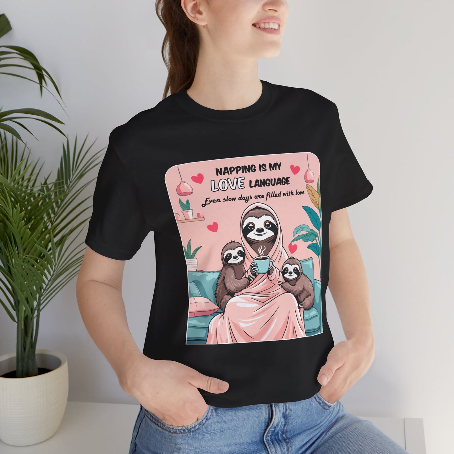 Sloth Mom T-shirt Funny Nap Life Coffee Couch Humor Slow Tired Morning Animal Shirt