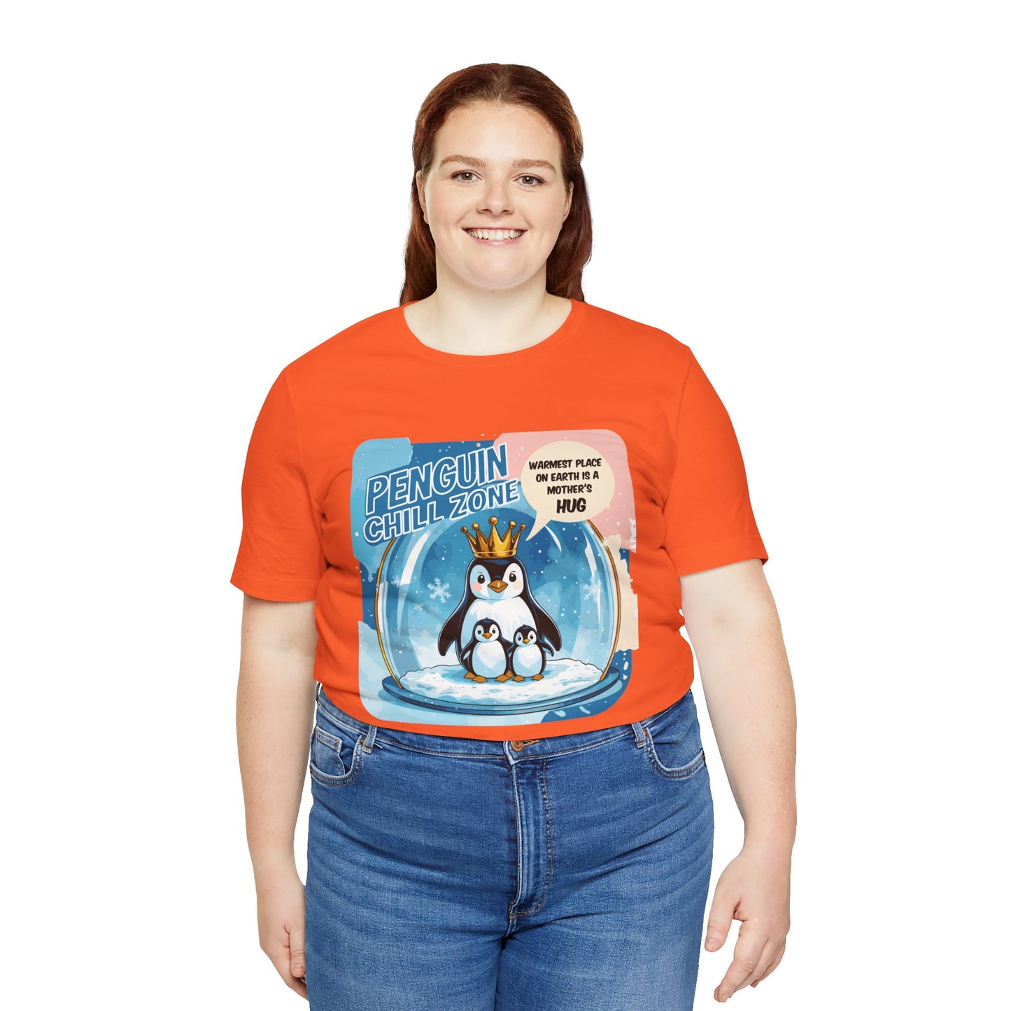 Penguin Mom Hug T-shirt Cute Arctic Warmth Humor Cozy Motherhood