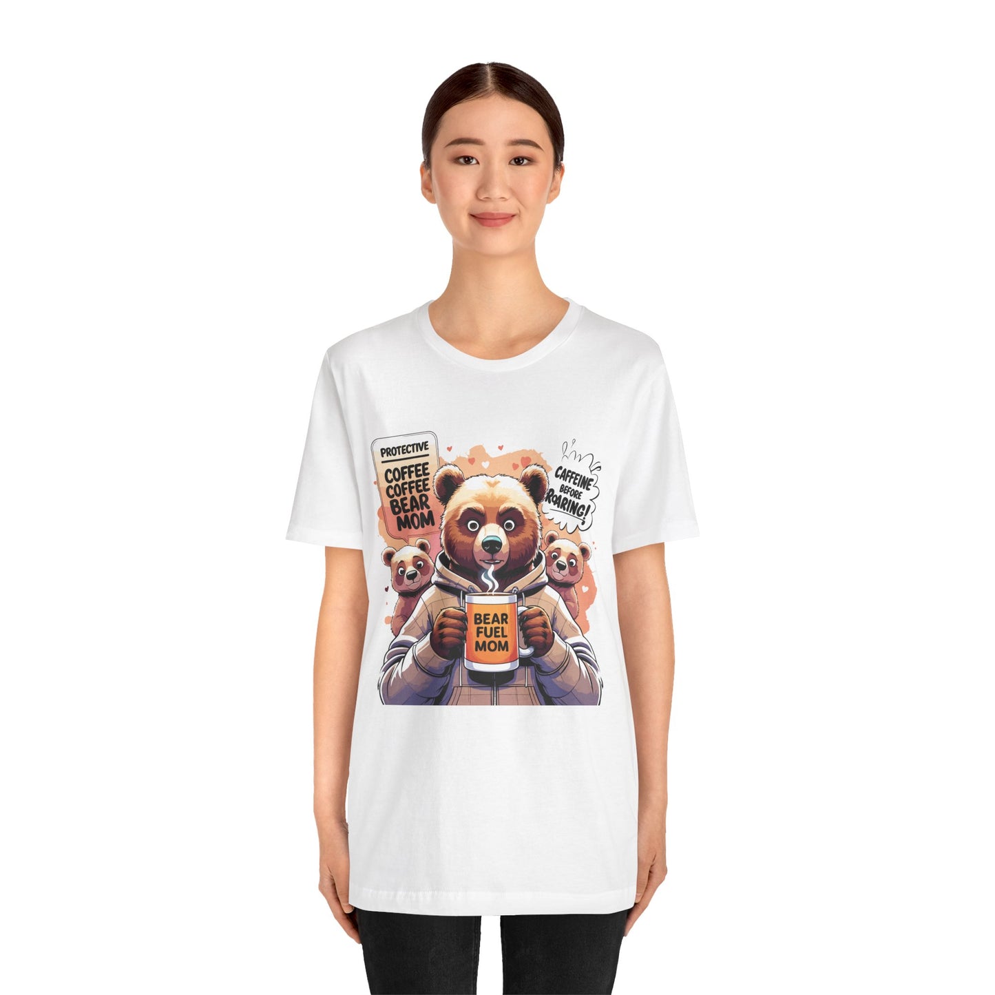 Bear Mom T-shirt, Coffee Survival Spirit, Cozy Family Humor Gift