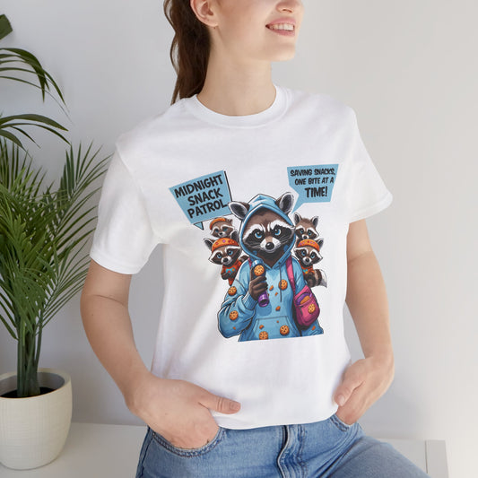 Raccoon Mom T-shirt, Snack Saviors Unite, Cozy Family Humor Adventure