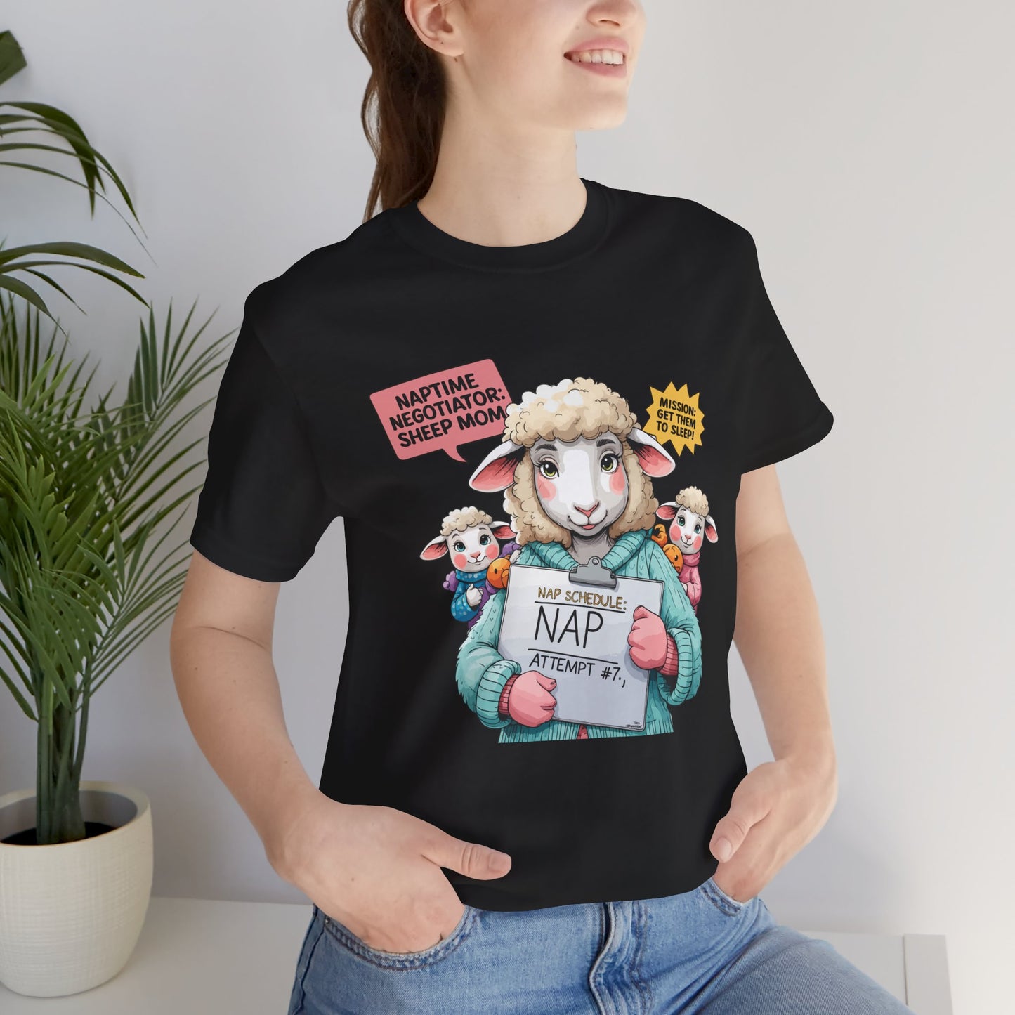 Sheep Mom T-shirt, Cozy Parenting Journey, Funny Sleepy Life Gift