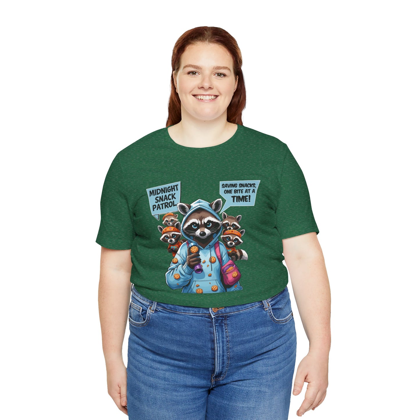 Raccoon Mom T-shirt, Snack Saviors Unite, Cozy Family Humor Adventure