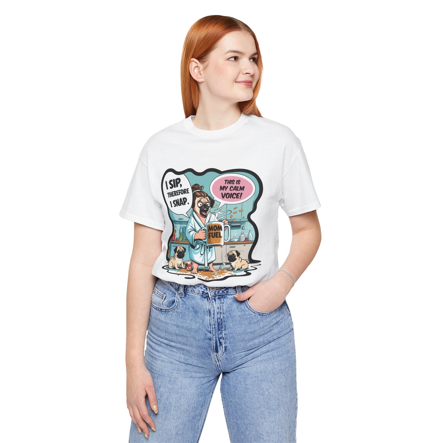 Coffee Pug Mama T-shirt Overworked Funny Tired Chaotic Kitchen