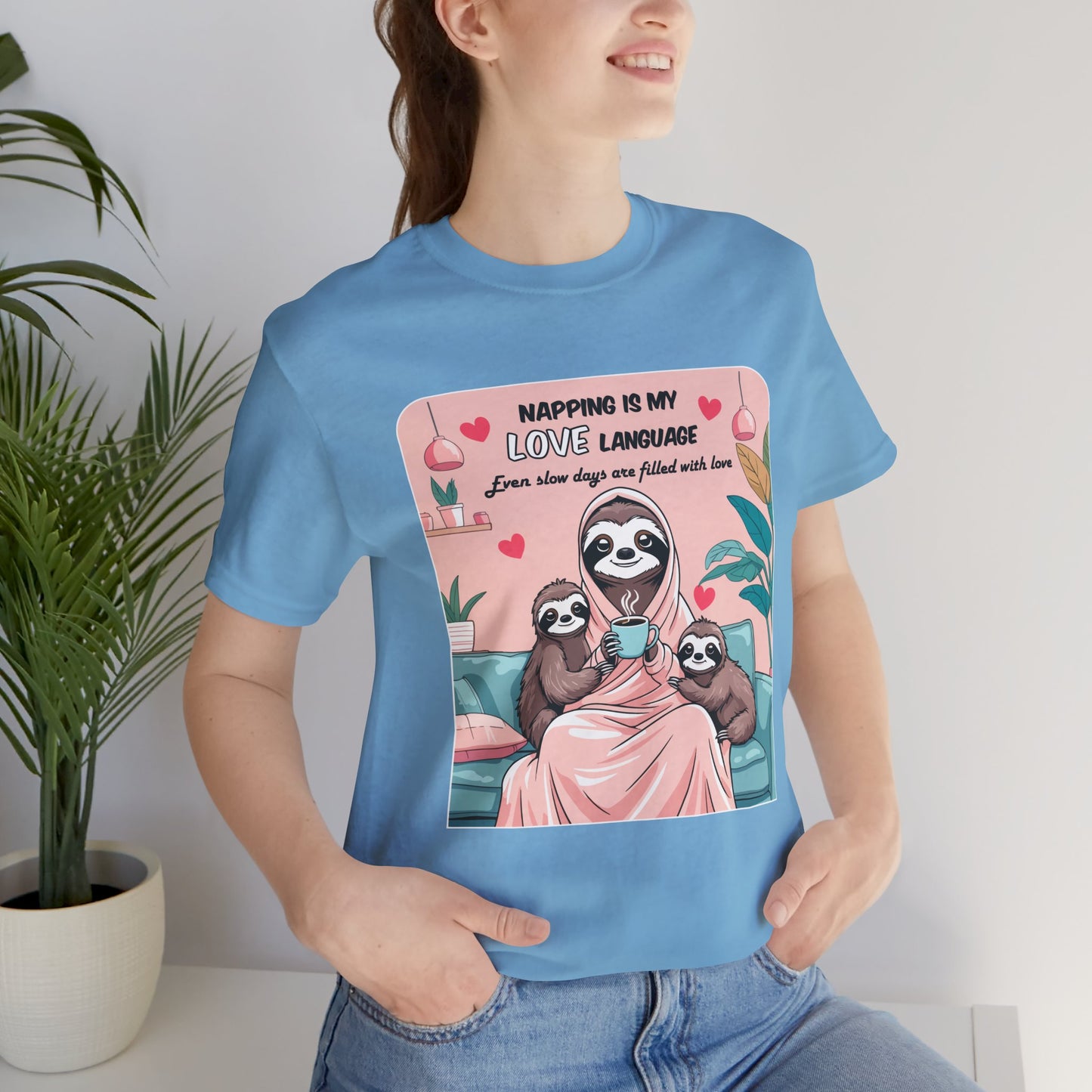 Sloth Mom T-shirt Funny Nap Life Coffee Couch Humor Slow Tired Morning Animal Shirt