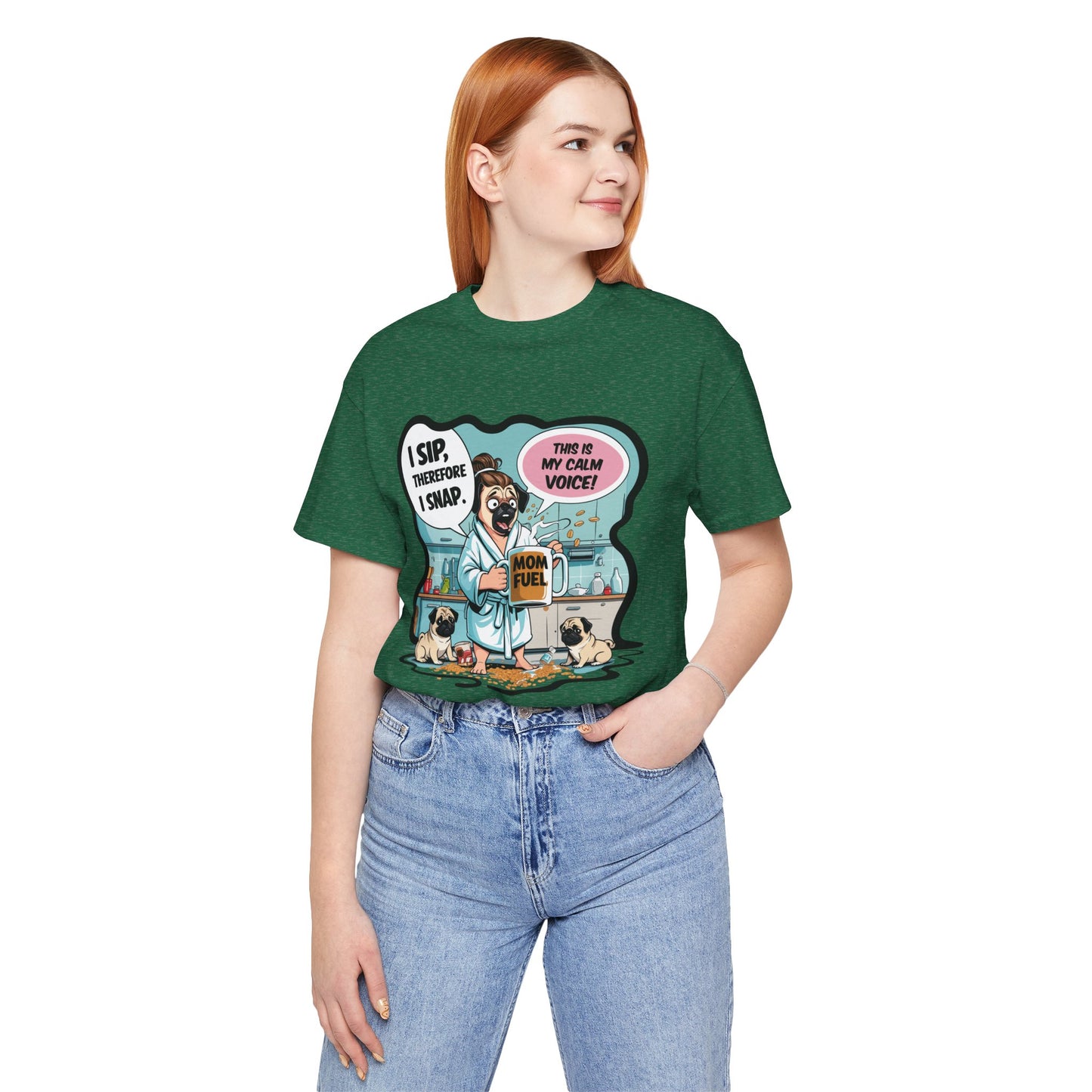 Coffee Pug Mama T-shirt Overworked Funny Tired Chaotic Kitchen