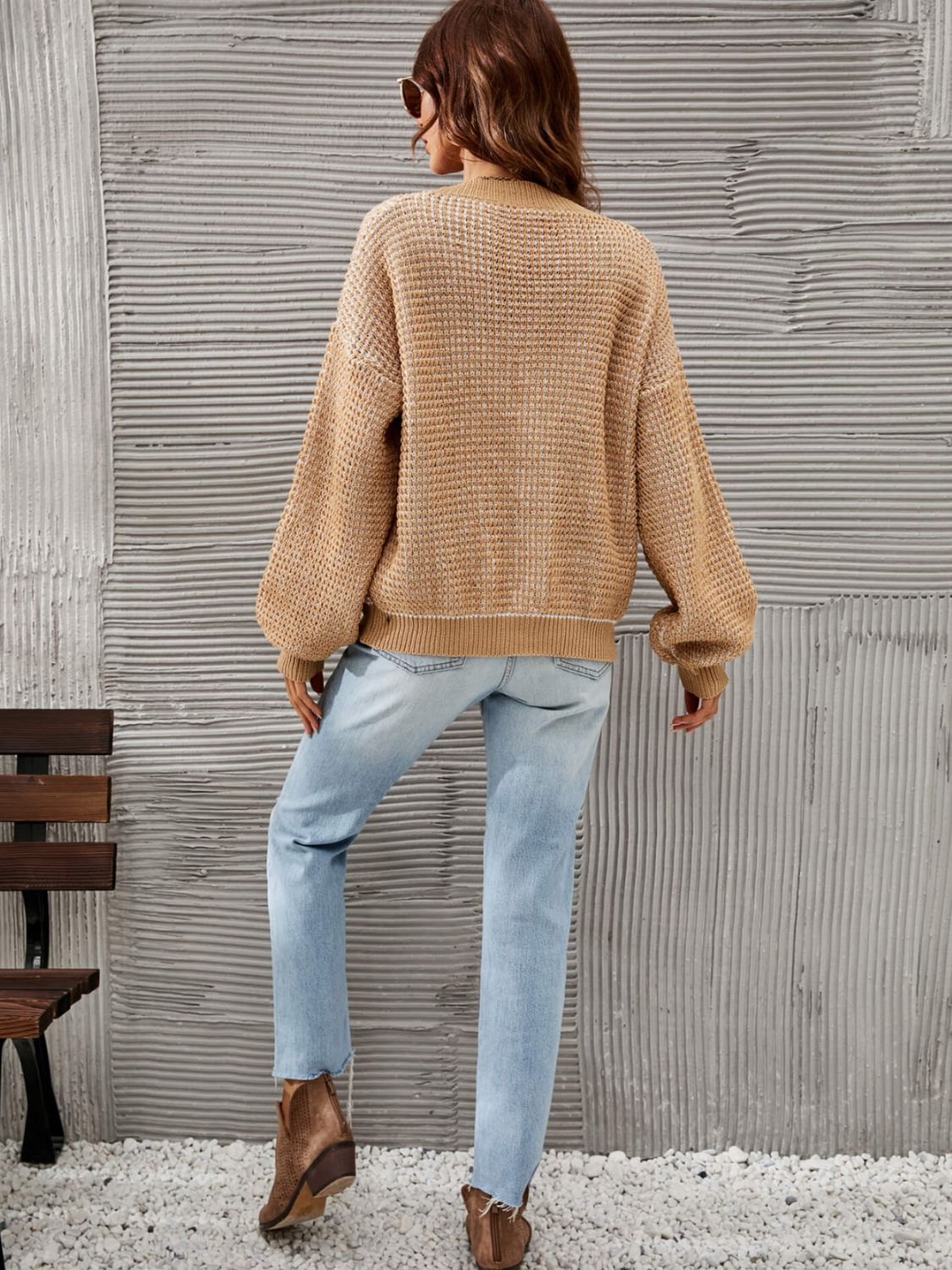 Heathered Lantern Sleeve Cardigan