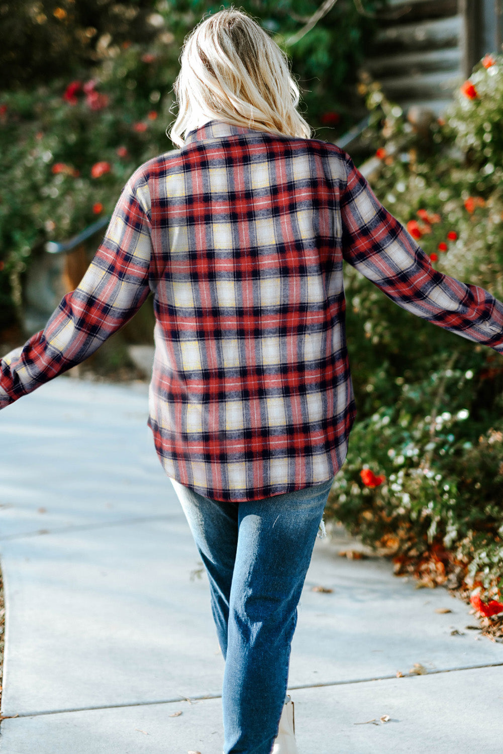 Plus Size Plaid Collared Neck Shirt