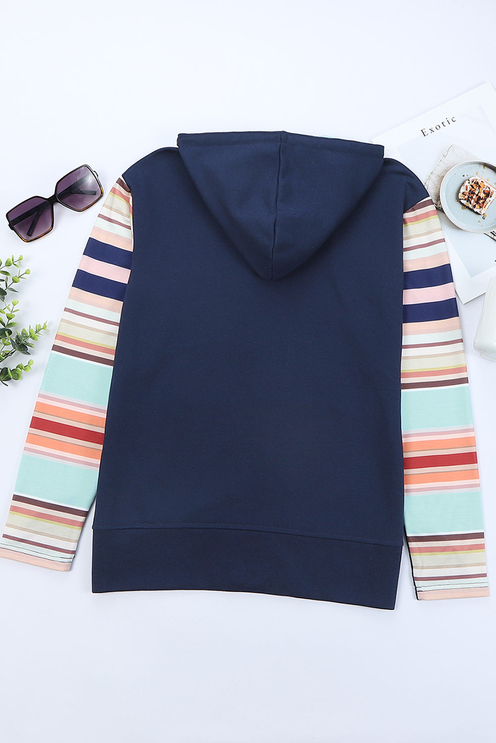 Striped Color Block Zip Up Jacket