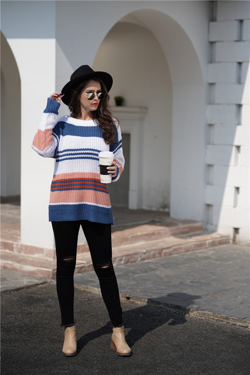 Striped Boat Neck Sweater