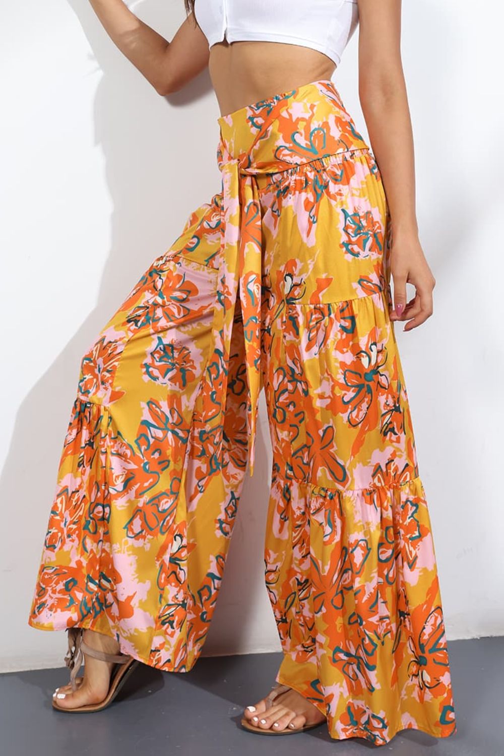 Printed High-Rise Tied Culottes