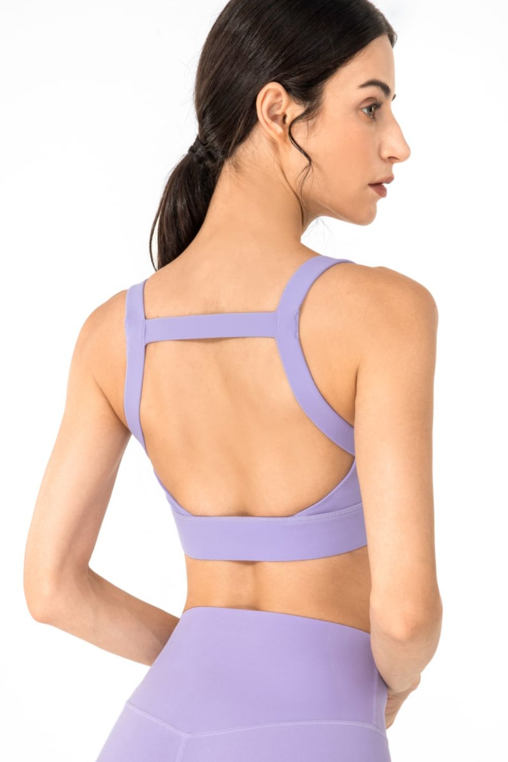 Open Back Pleated Detail Sports Bra