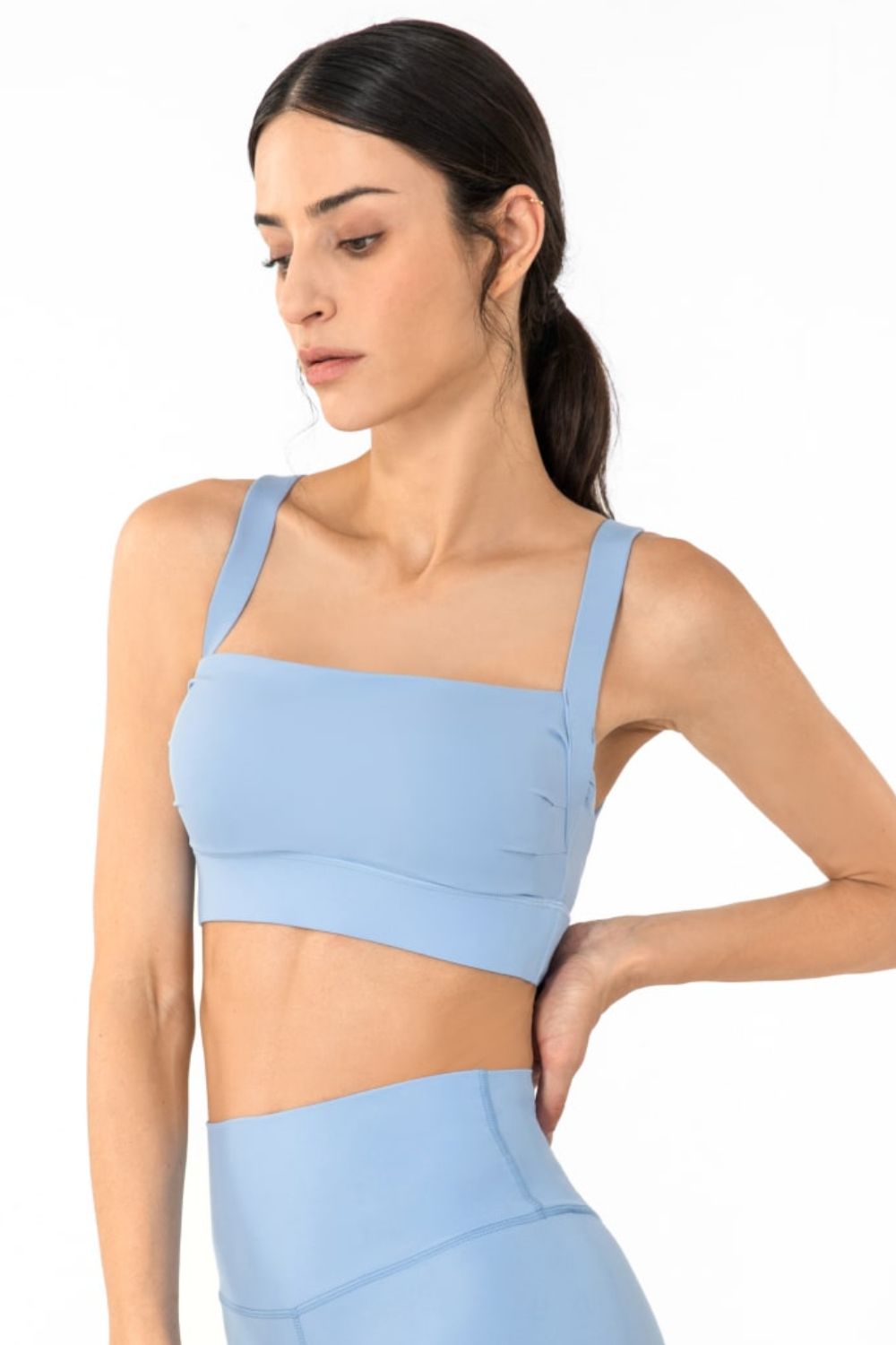 Open Back Pleated Detail Sports Bra