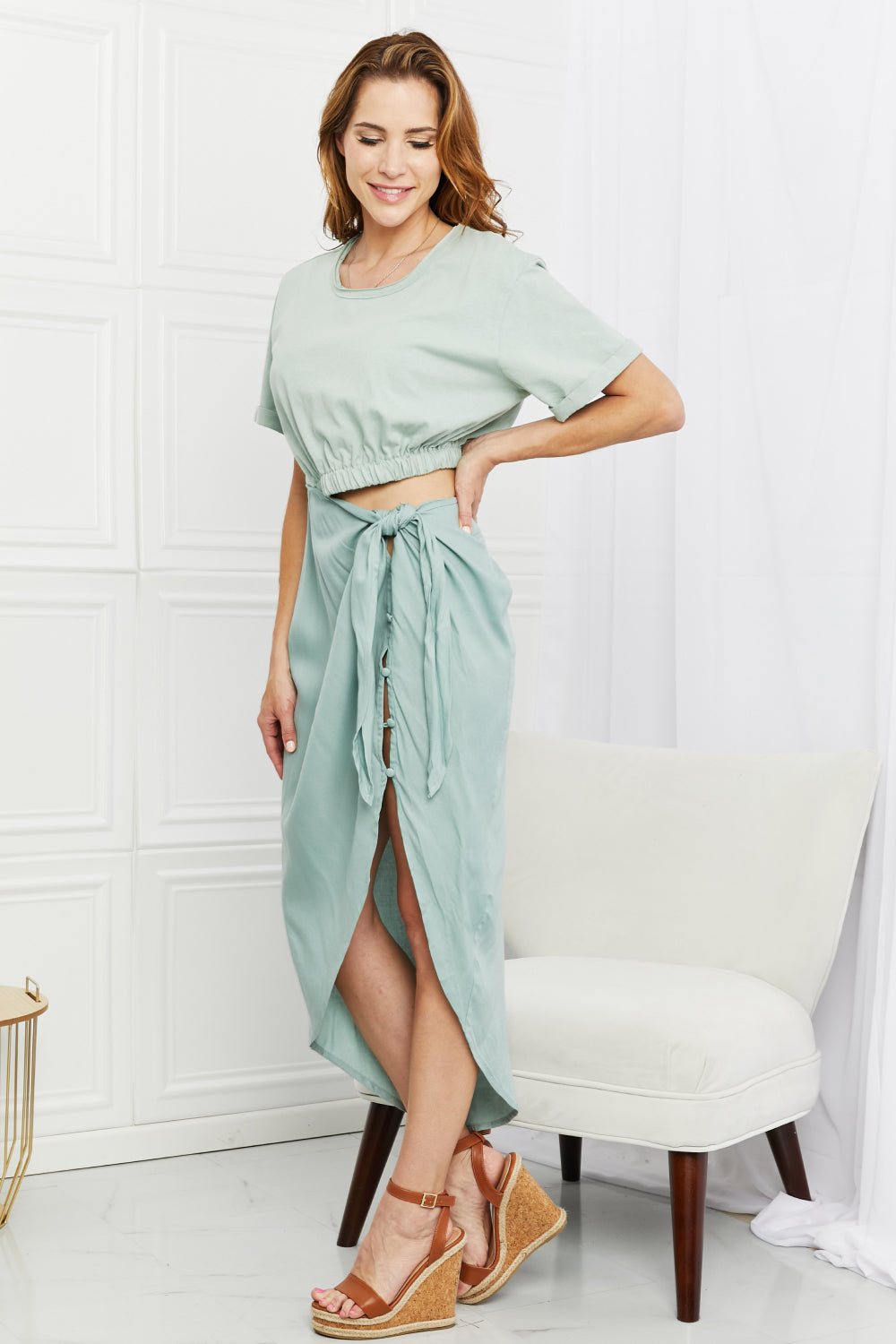 HEYSON Make It Work Cut-Out Midi Dress in Mint