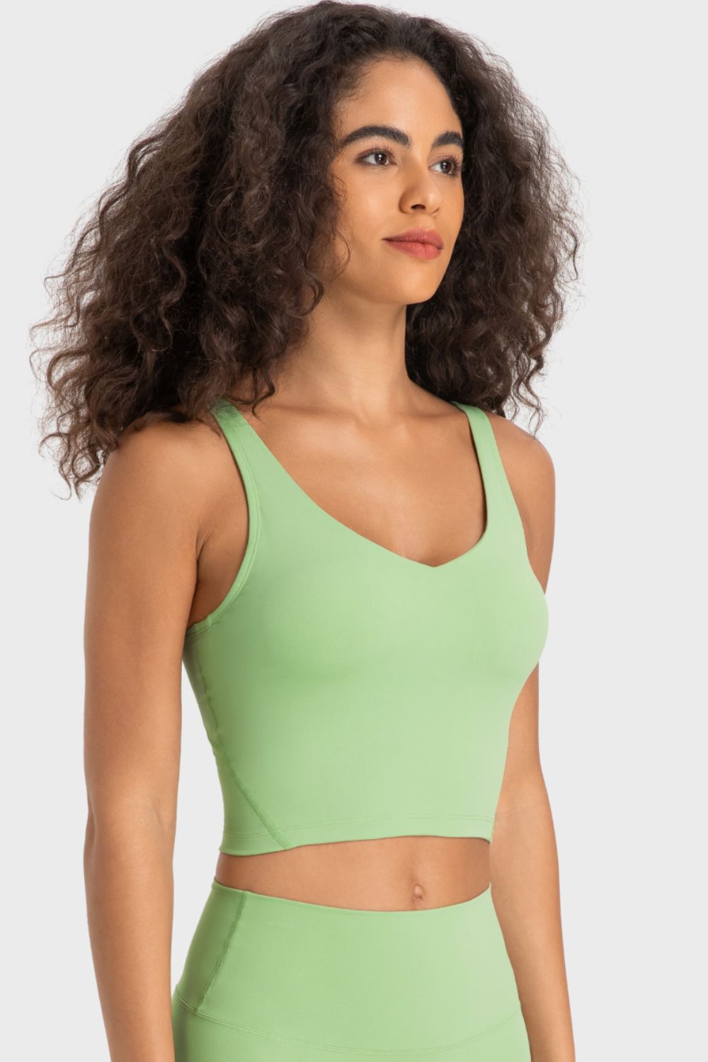 Deep V-Neck Crop Sports Bra