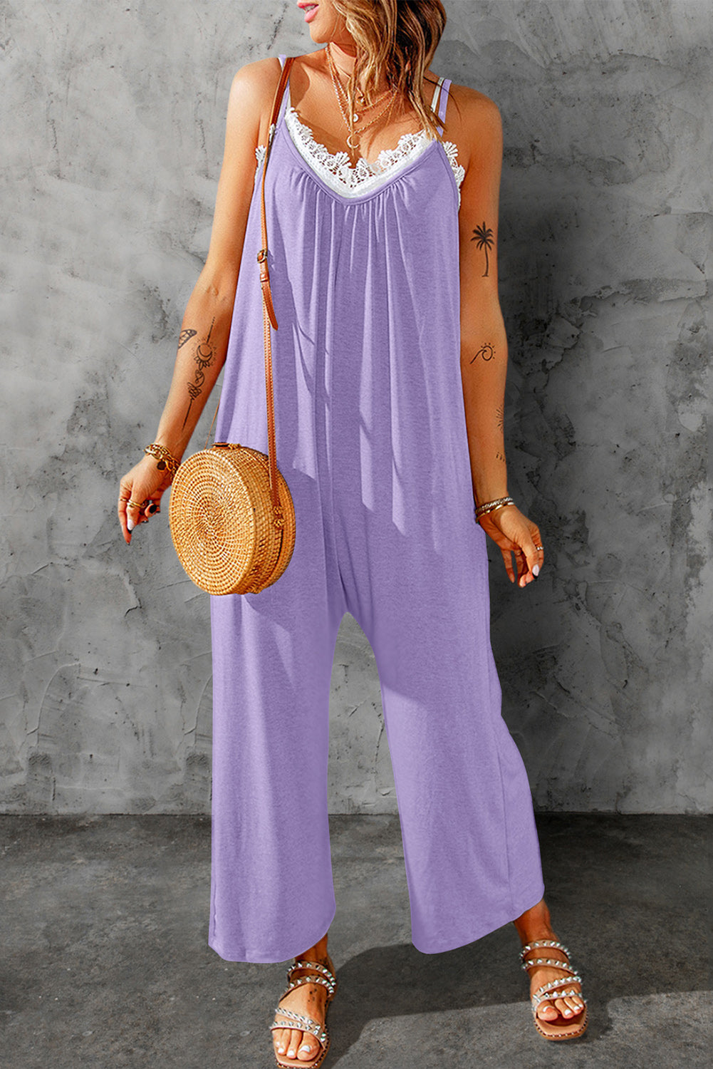 Full Size Spaghetti Strap Wide Leg Jumpsuit